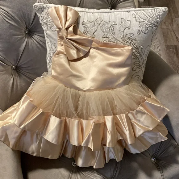 Satin Cream Tulle Tier Dress - Picture 3 of 7